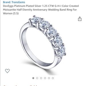 Platinum Plated Moissanite Half Eternity Ring